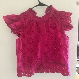 Elegant Pink Eyelet Blouse